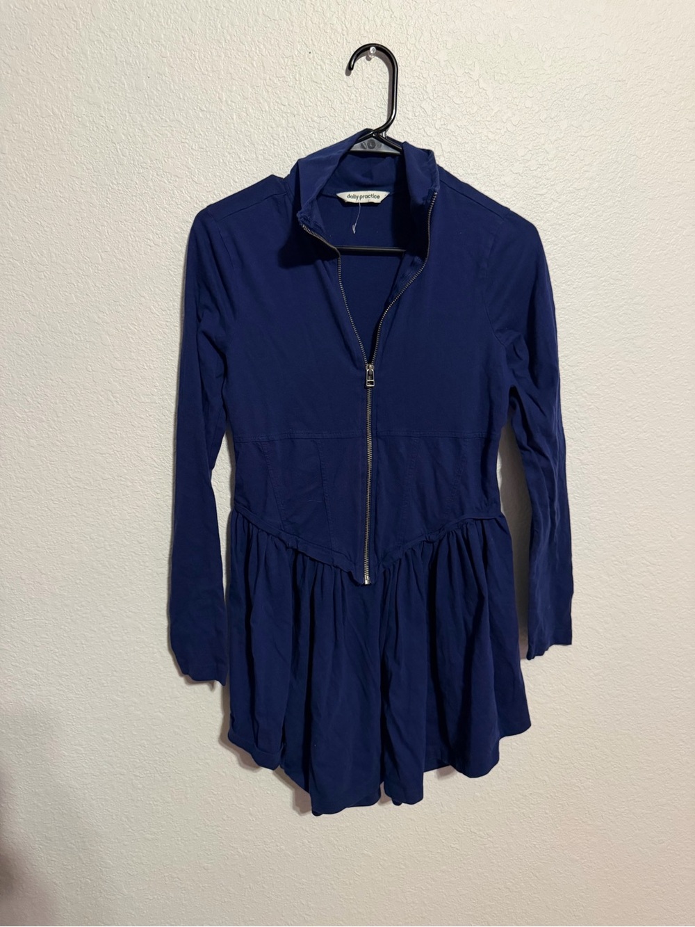 Soft Navy Long-Sleeve Zip Front Dress by Daily Practice